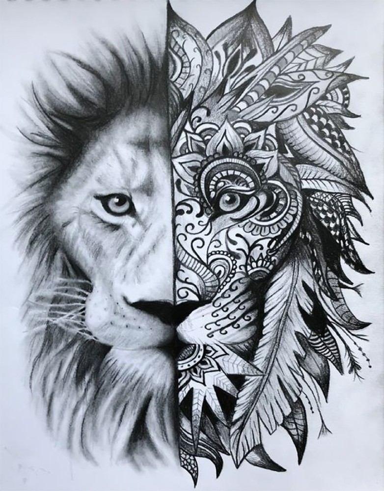 Lion head tattoo stock illustration Illustration of icon  58780138