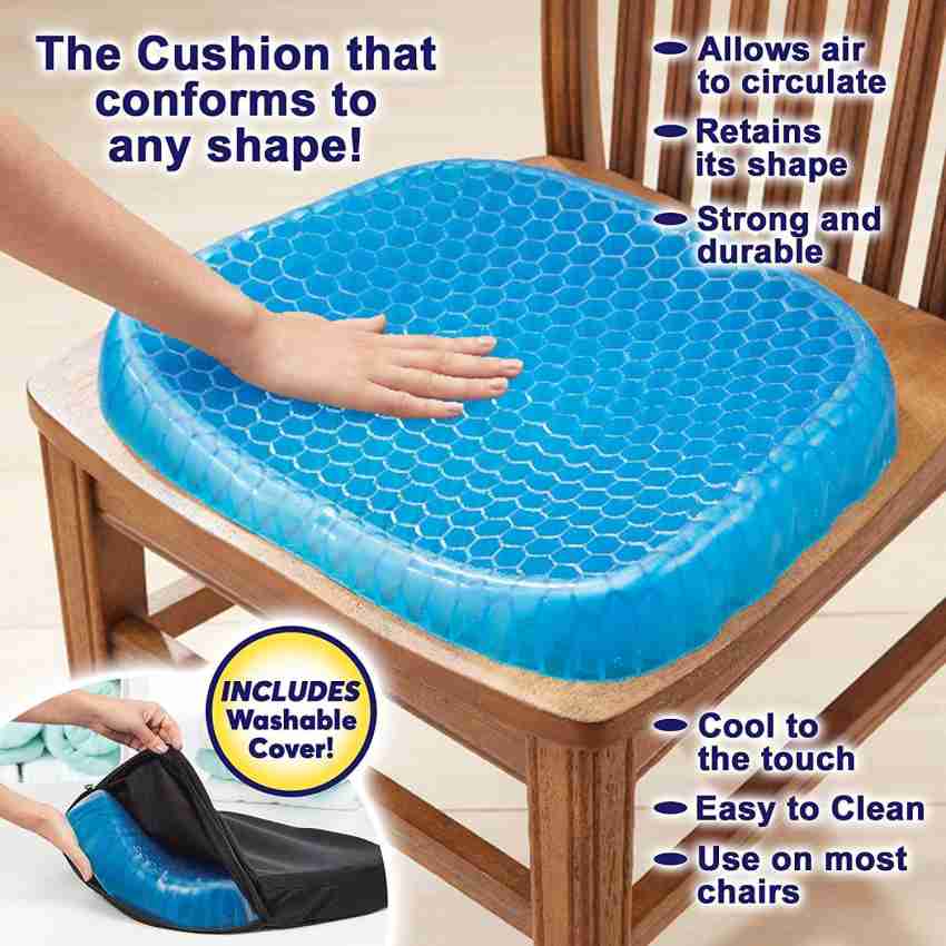 Extra Large Gel Seat Cushion for Long Sitting, Non-Slip Chair Strap, 2  Covers