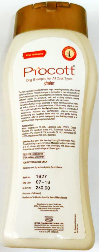 INTAS Procott Whitening and Color Enhancing Fresh Natural Dog Shampoo