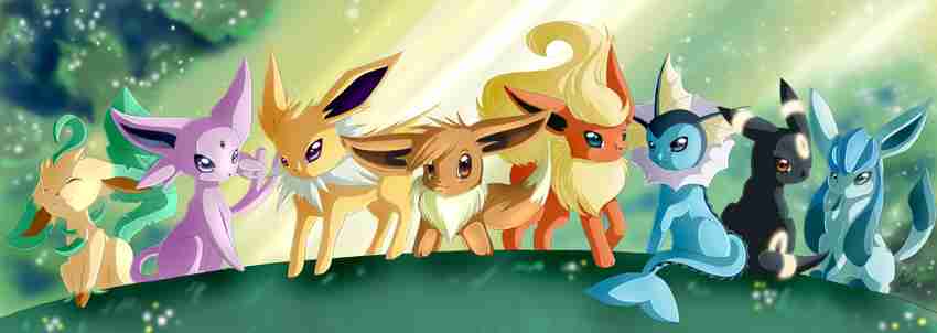 Eeveelutions Pokemon Wall Art Illustration Eevee Sylveon Vaporeon Umbreon