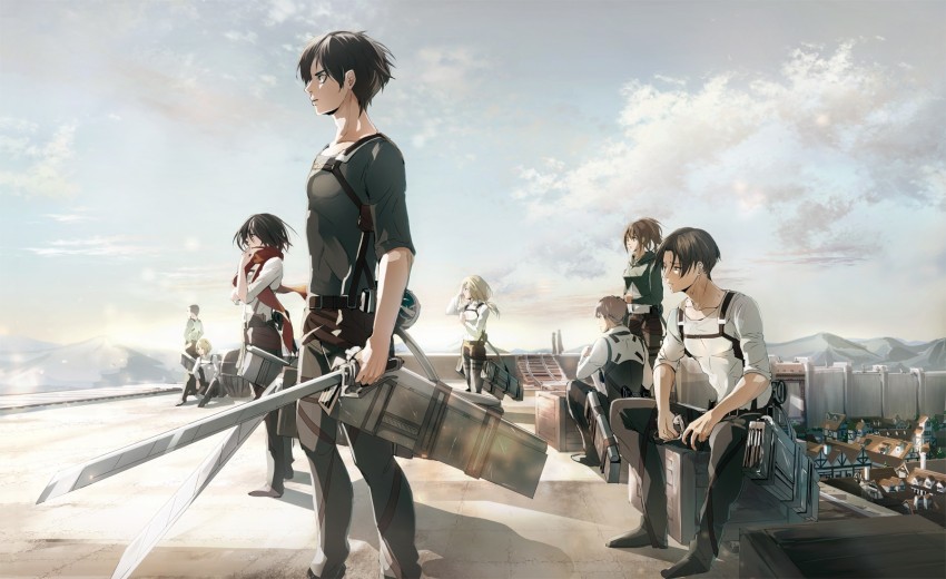 mikasa ackerman, armin arlert, titan, jean kirchstein, connie