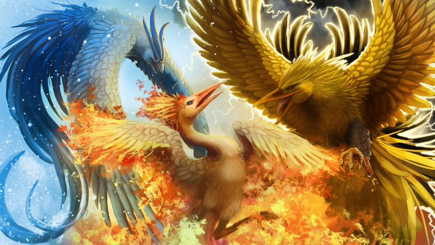 Moltres Zapdos Articuno Art Print / Pokemon / Legendary 