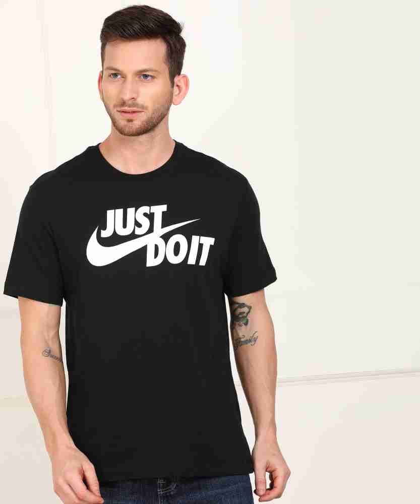 Buy NIKE Printed Men Round Neck Black T-Shirt Online at Best Prices in India