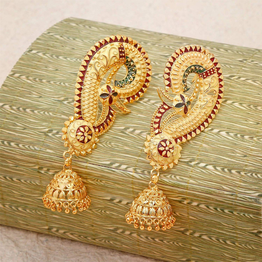 Buy Nsquareshops Womens Gold Antique Temple Ear Cuff Jhumka Earrings at  Amazonin
