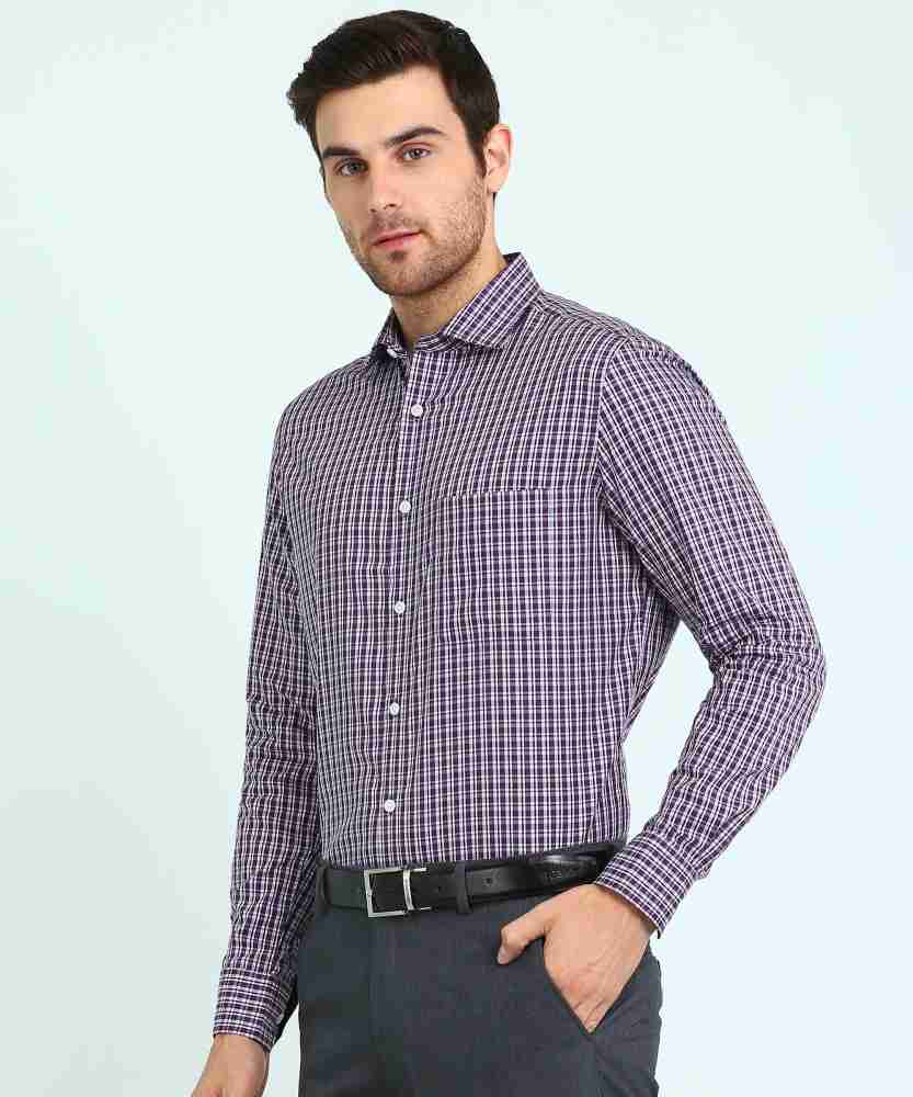 Louis Philippe Blue Purple Check Cotton Men's Long Sleeve Shirt Size 40 CM  (16)