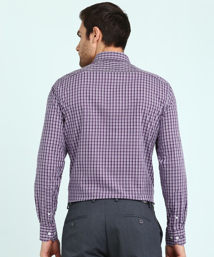 Louis Philippe Blue Purple Check Cotton Men's Long Sleeve Shirt Size 40 CM  (16)