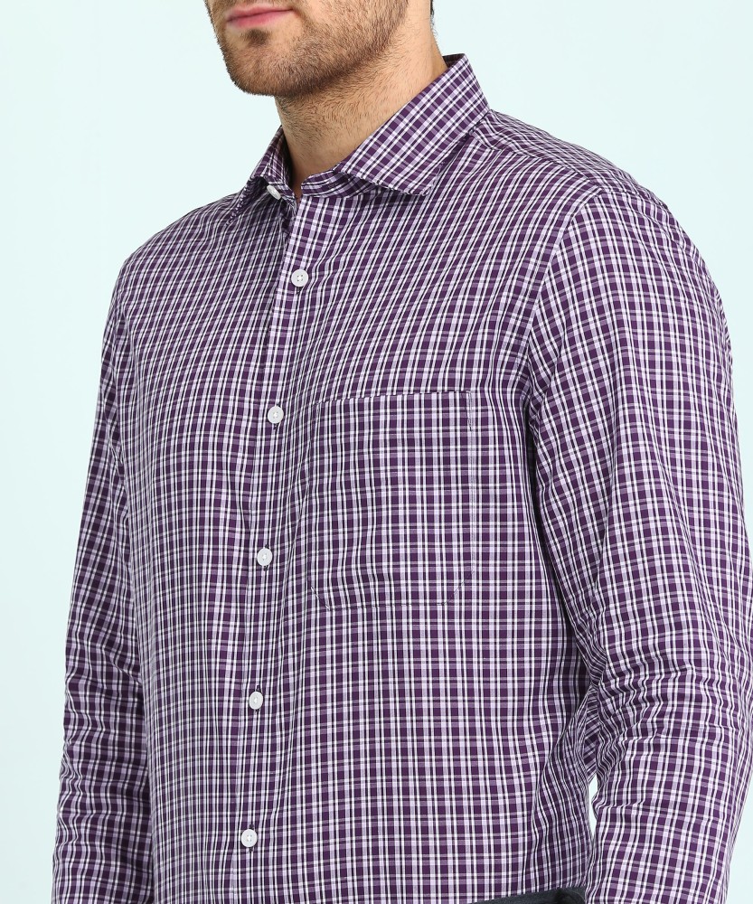 Louis Philippe Blue Purple Check Cotton Men's Long Sleeve Shirt Size 40 CM  (16)