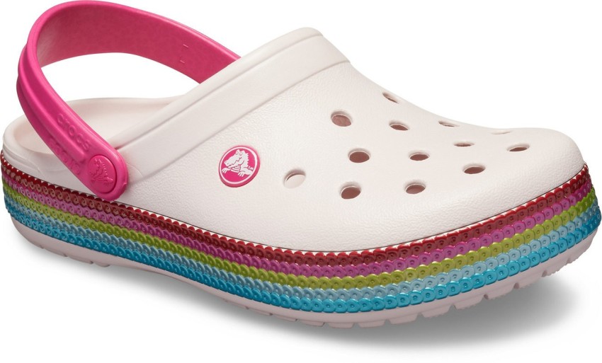 crocs white and pink