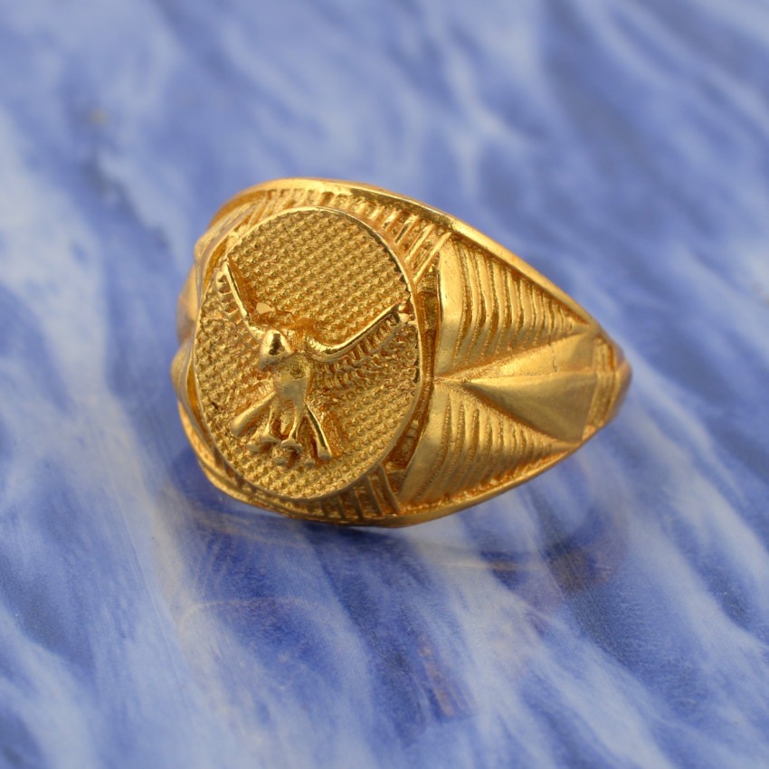 Morvi Black Brass Satin Finish Laminated Gold Plated, LV Logo Design Free  Ring for Men and Women Brass Ring