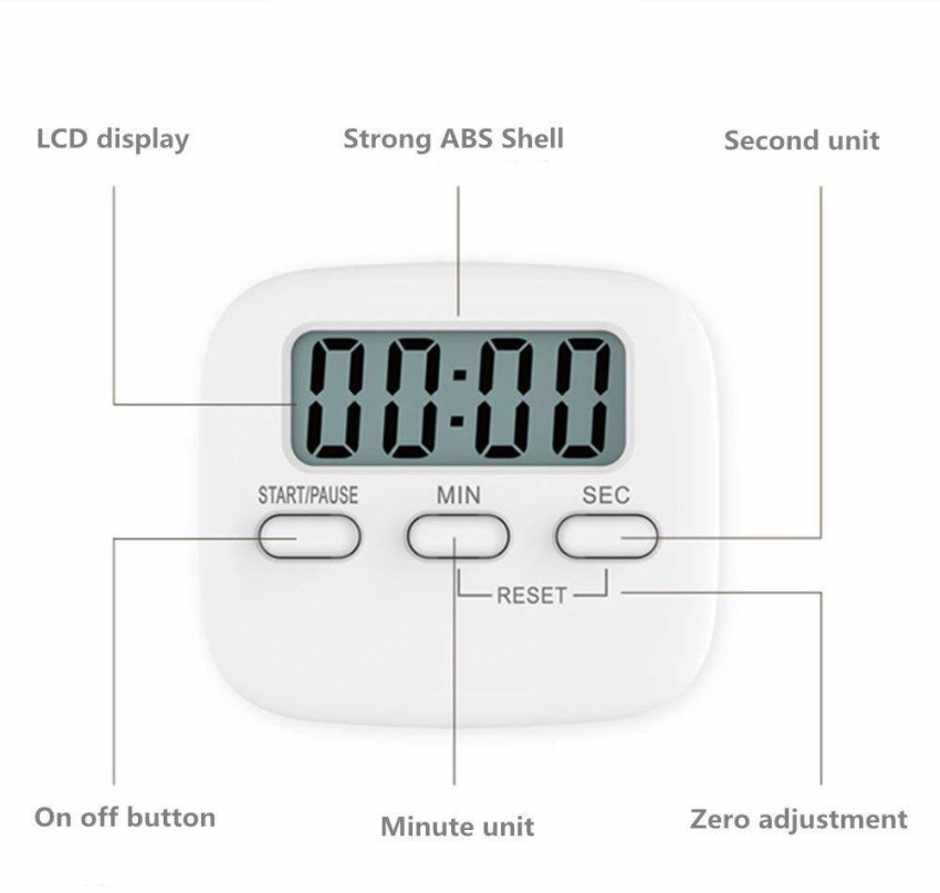 Digital Kitchen Timer Magnetic Countdown Up Cooking Timer Loud Alarm Magnet  and Stand, Classroom Timer for Teachers (2 Pack)