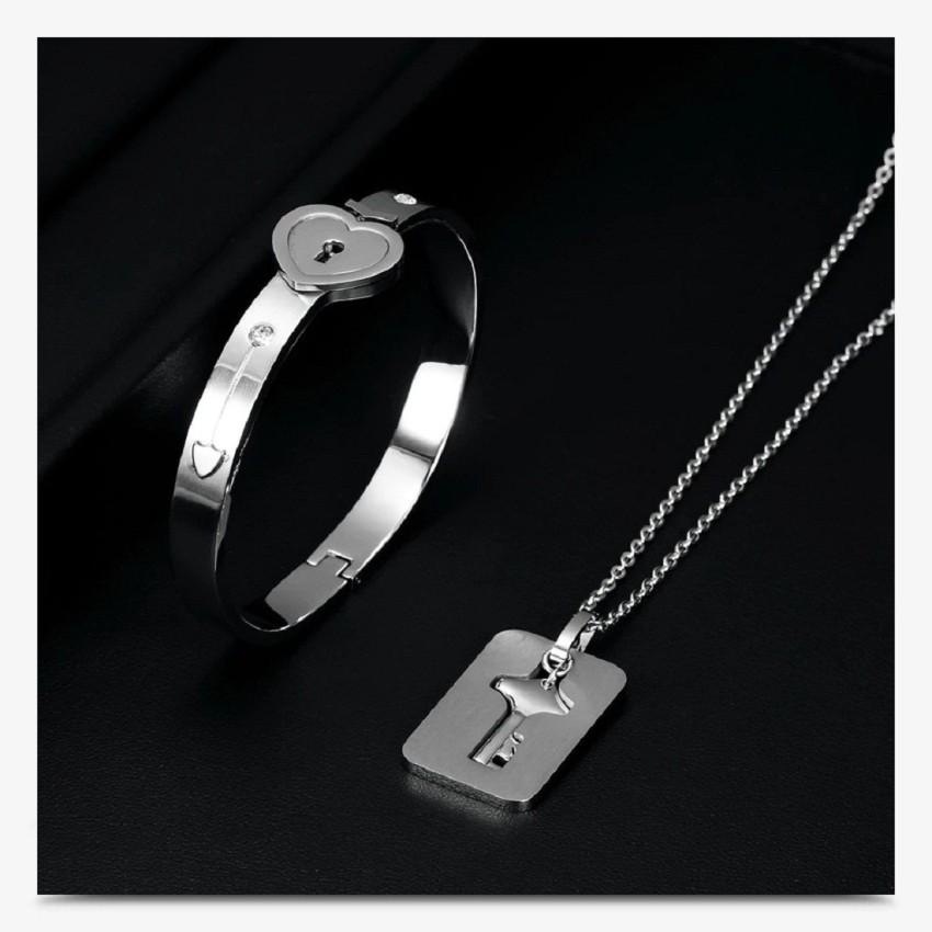 Buy Impression His and Hers Matching Set Stainless Steel Key Pendants Necklace  Heart Bangle Bracelet Love Set for Couple Men and Women at Amazonin
