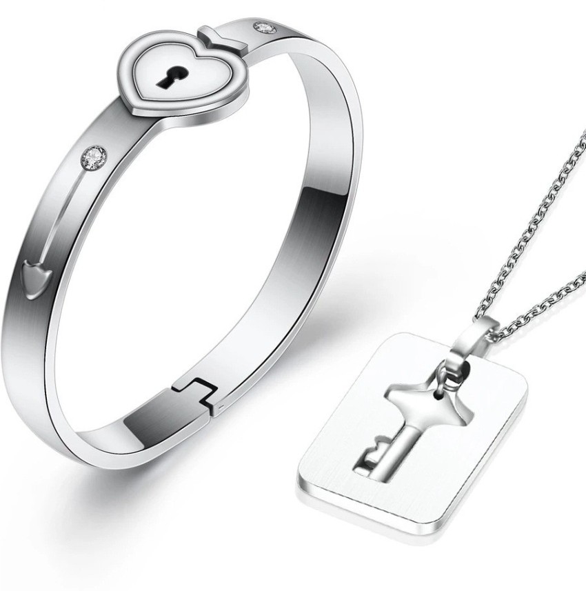 Love Lock Heart Necklace Silver