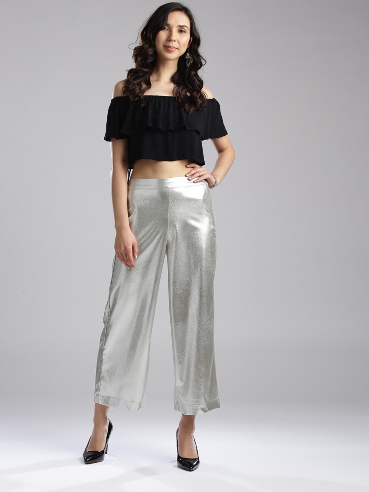 Buy online Glossy Formal Silver Grey Trousers from bottom wear for Women by  Fast N Fashion for 379 at 58 off  2023 Limeroadcom