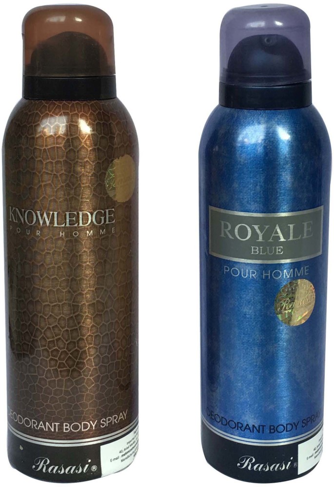 RASASI KNOWLEDGE ROYALE BLUE POUR HOMME PACK OF 2 Body Spray