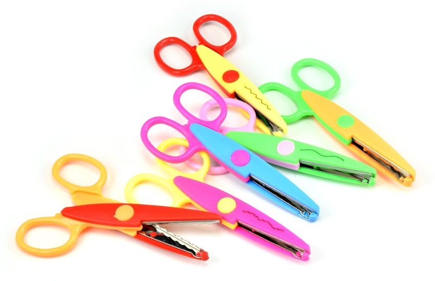 Shopaholic Premium Set of 6 Zig Zag Scissors random color  for art and craft children hobby etc Scissors - Art and craft