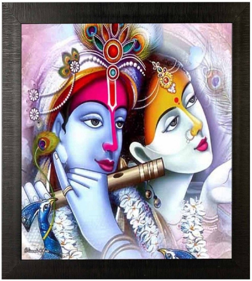 3G Organic Colourful Radha Krishna Bansuri Digital Art Large Size ...