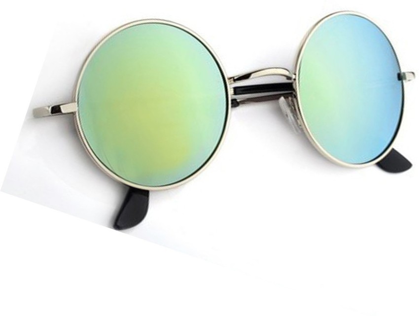 Round Sunglasses, Green Gradient Lenses
