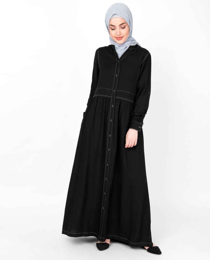 black front open abaya