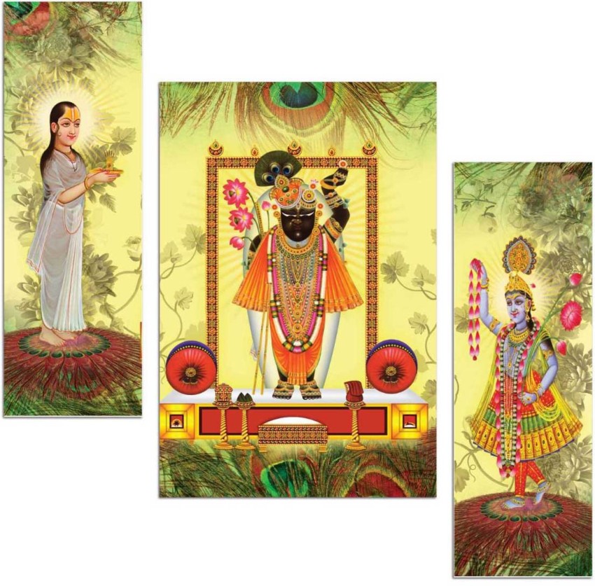 Indianara Set of 3 Lord ShrinathjiYamunaji and Mahaprabhuji Paintings  3255 without glass 6 X 13 102 X 13 6 X 13 INCH  Amazonin Home   Kitchen