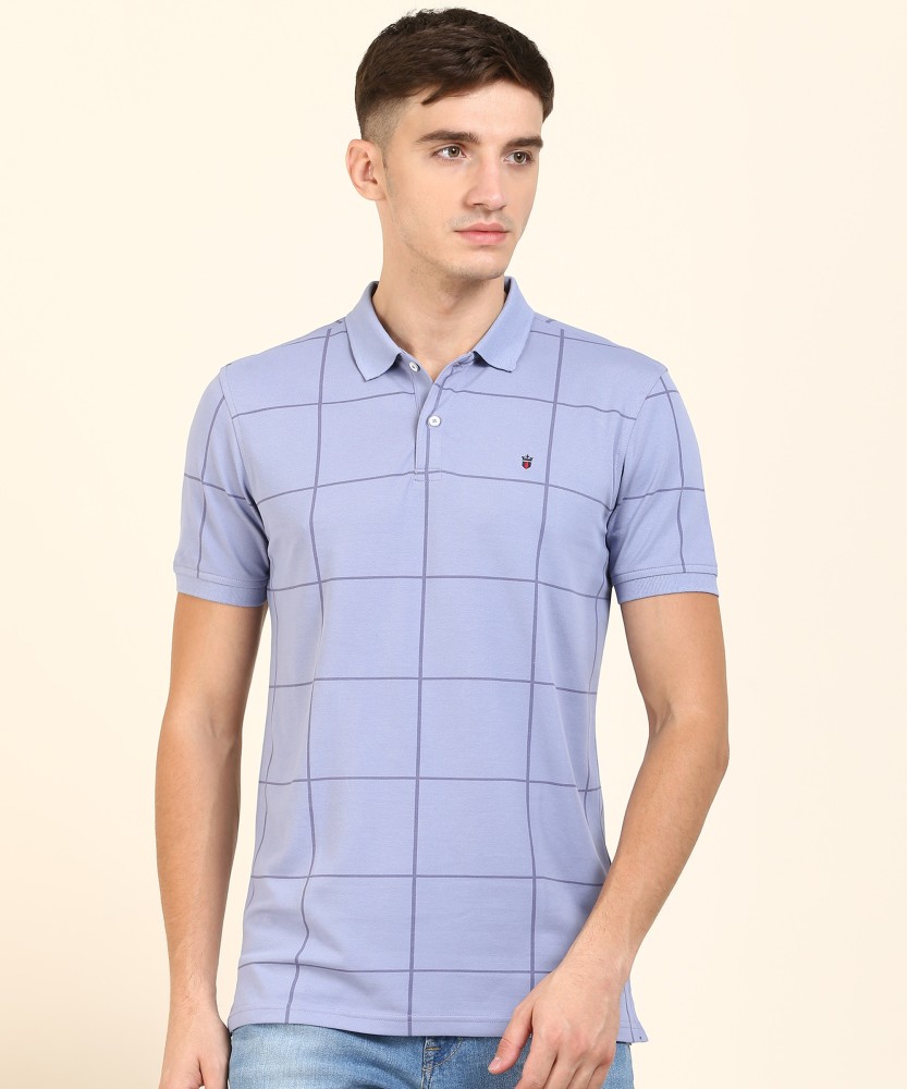 LOUIS PHILIPPE Checkered Men Polo Neck Blue T-Shirt - Buy LOUIS PHILIPPE  Checkered Men Polo Neck Blue T-Shirt Online at Best Prices in India