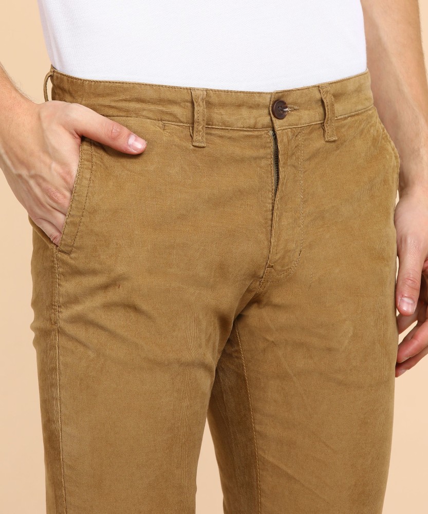Beige Men Casual Trousers Corduroy  Buy Beige Men Casual Trousers Corduroy  online in India