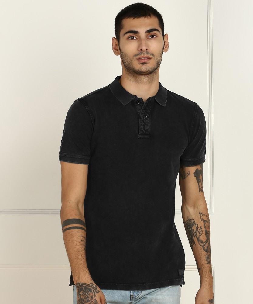 Louis Philippe Jeans Solid Men Polo Neck Black T-Shirt - Buy Louis Philippe  Jeans Solid Men Polo Neck Black T-Shirt Online at Best Prices in India