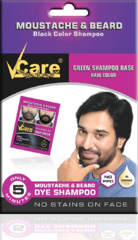 VCare Moustache and Beard Hair Color Black 5 ml Pack Of 10 Natural Hair  Dye Shampoo for Men  no ammonia  no paraban  no ppd  JioMart