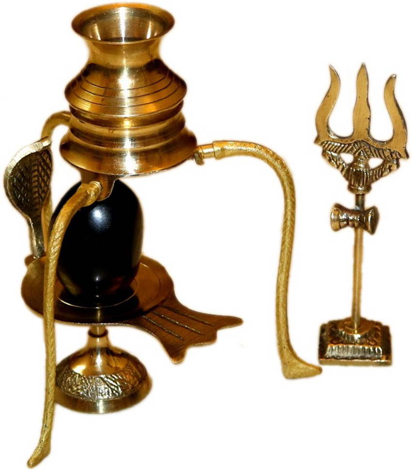 Bansiwal Black Shiva Ling / Shivling with Brass Trishul Jalahari ...