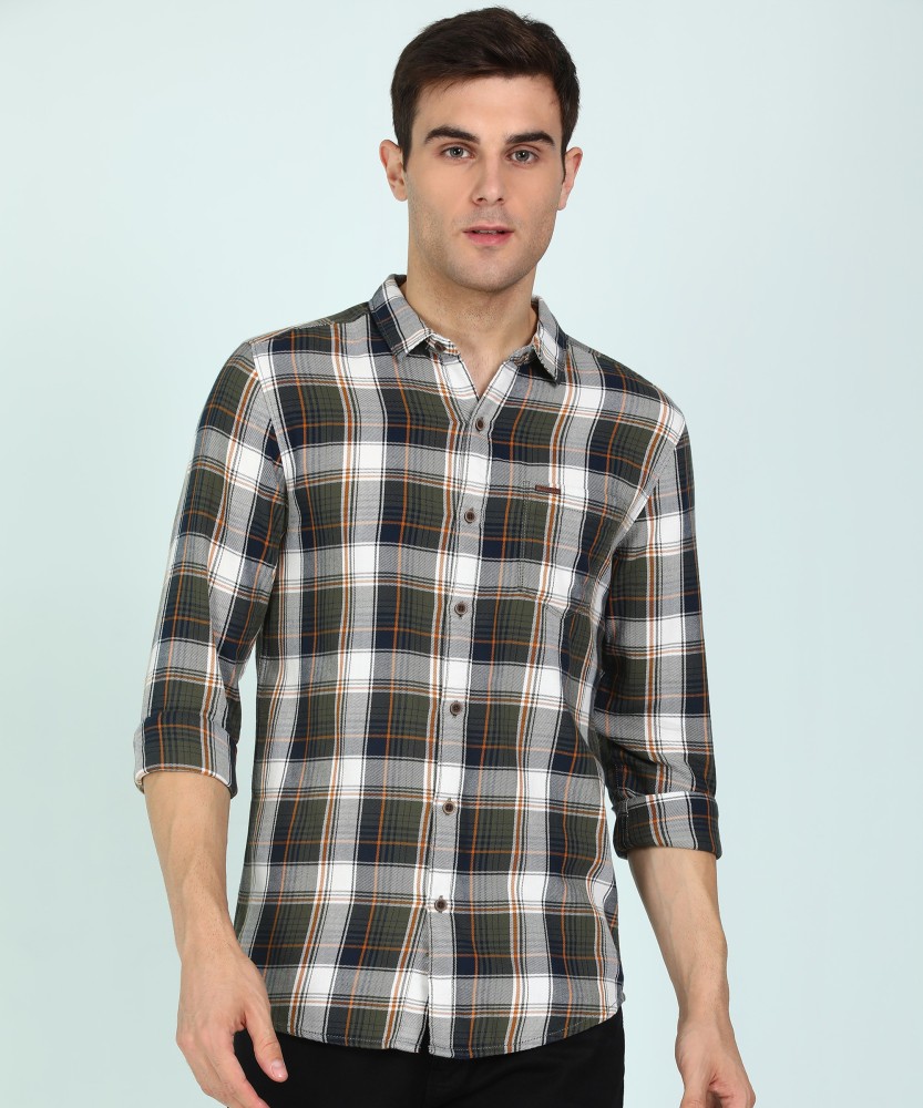 wrangler men checkered casual multicolor shirt