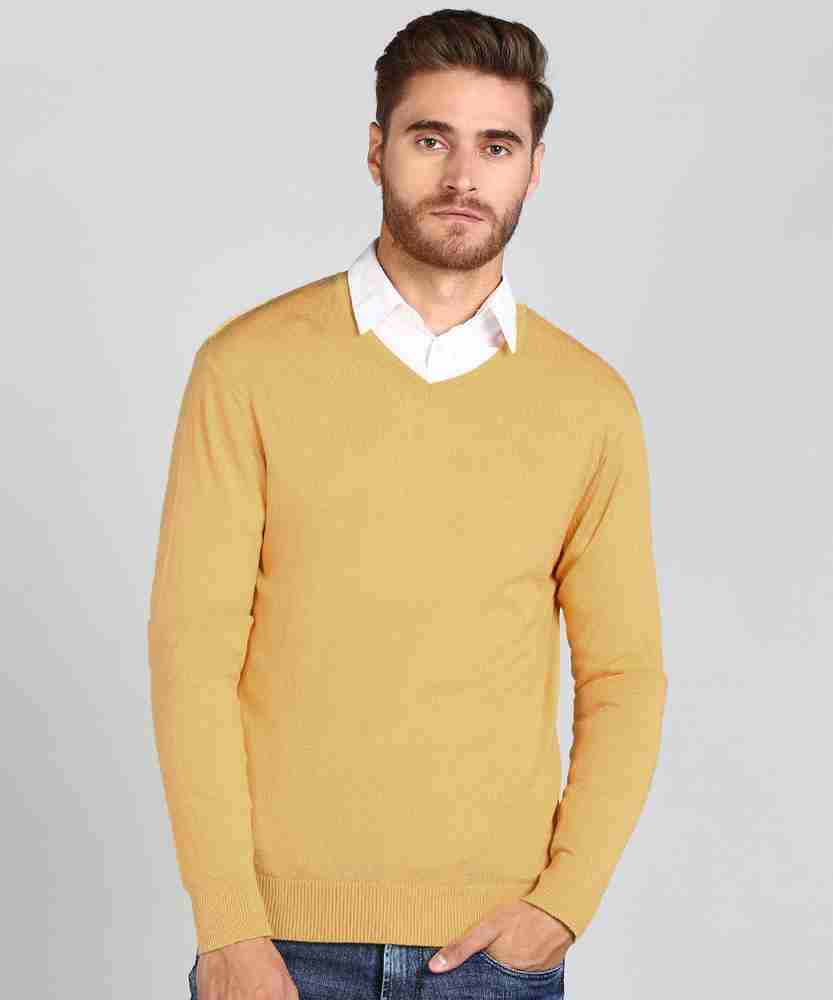 NUMERO UNO Solid V Neck Casual Men Yellow Sweater - Buy NUMERO UNO Solid V  Neck Casual Men Yellow Sweater Online at Best Prices in India | Flipkart.com