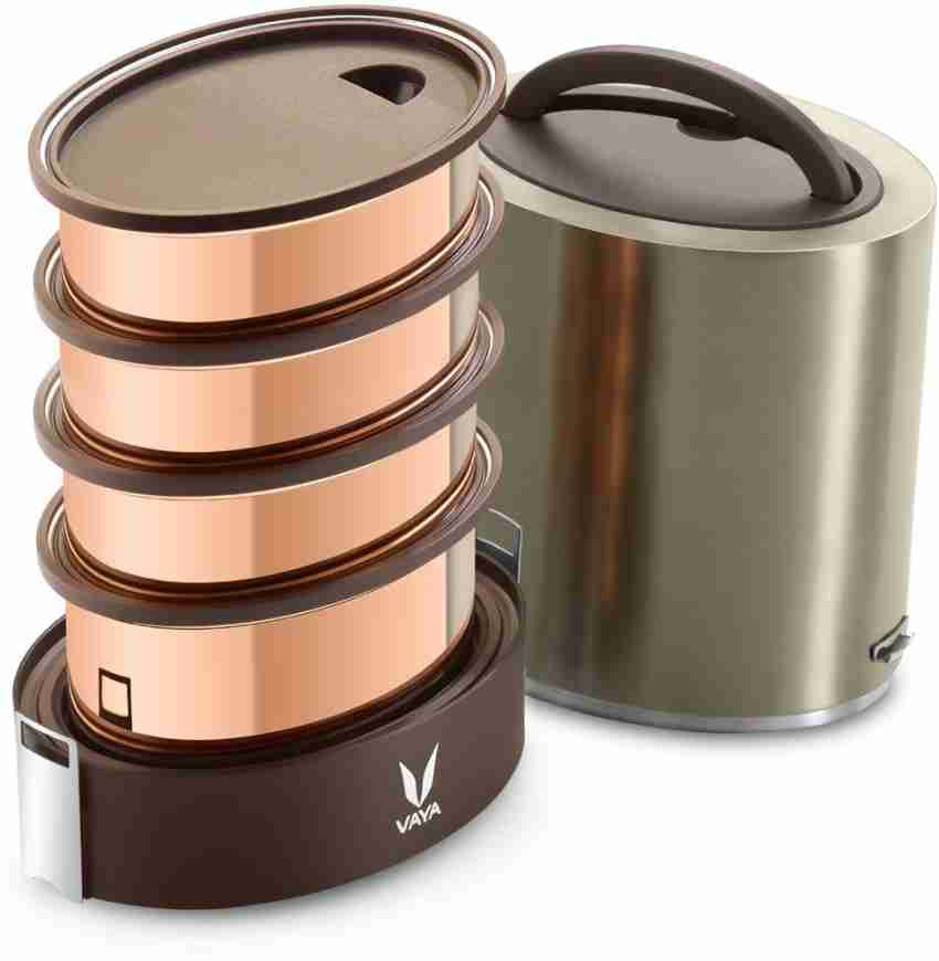 Vaya Tyffyn Jumbo Black Copper-Finished Stainless Steel Lunch Box
