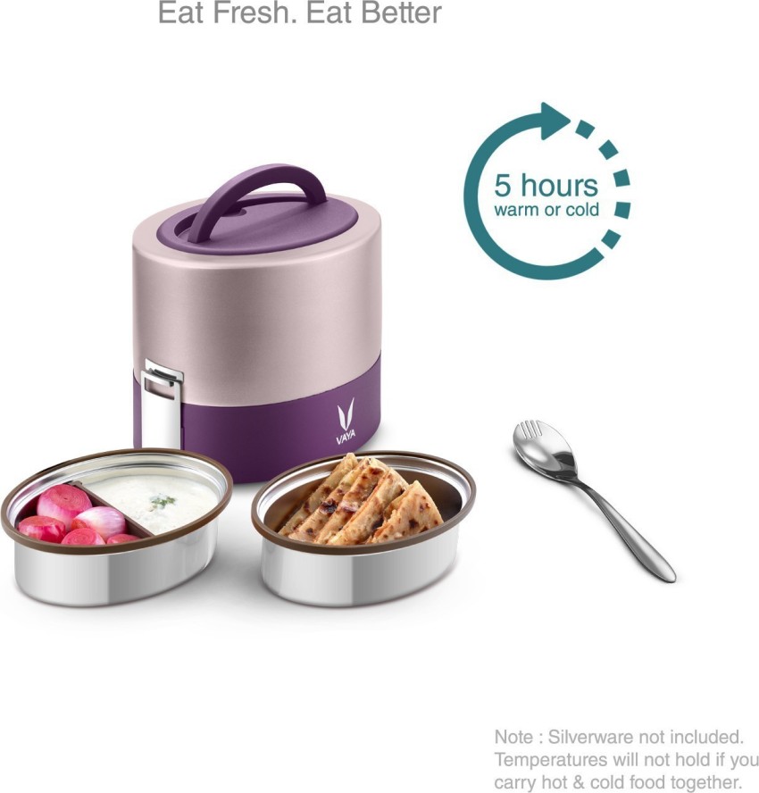 Buy VAYA TYFFYN Purple Oval Shape Polished Stainless Steel Lunch