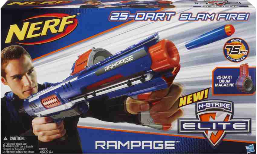 NERF Rampage N-Strike Elite Toy Blaster with 25 Dart Drum Slam Fire for  Kids, Teens, & Adults ( Exclusive)