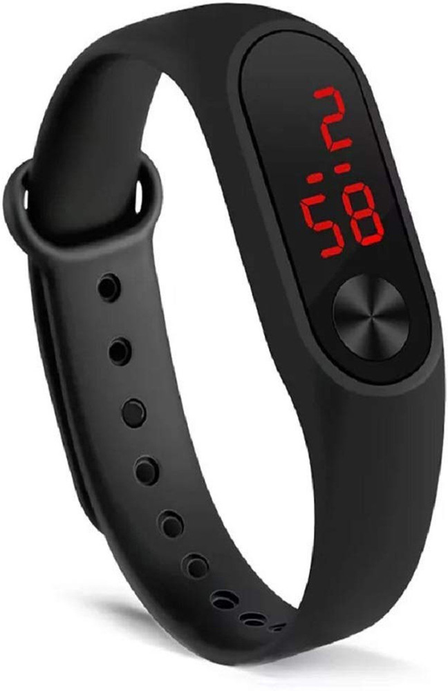 DADA Black M2 Led Silicon Belt Date Day Display Light Changeable