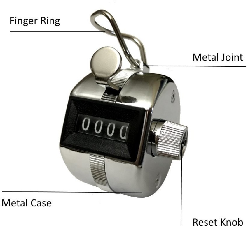 Manual Tally Counter Digit Number Lap Counter Stainless Steel Hand Held  Mechanical Clicker With Finger Ring Sliver