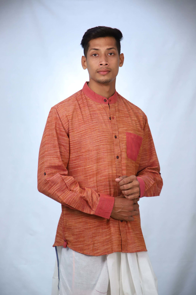 Jharkhand khadi Men Color Block, Striped, Woven Design Casual Orange Shirt  - Buy Jharkhand khadi Men Color Block, Striped, Woven Design Casual Orange  Shirt Online at Best Prices in India | Flipkart.com