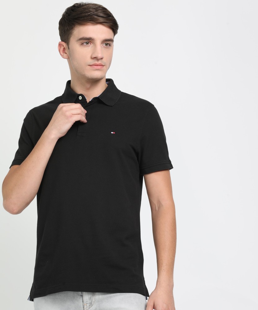 skipper Credential interpersonel TOMMY HILFIGER Solid Men Polo Neck Black T-Shirt - Buy TOMMY HILFIGER Solid  Men Polo Neck Black T-Shirt Online at Best Prices in India | Flipkart.com