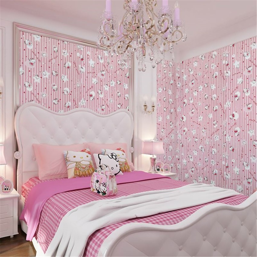 Fantasy Princess Castle Pink Color Girls Room Wallpaper Mural