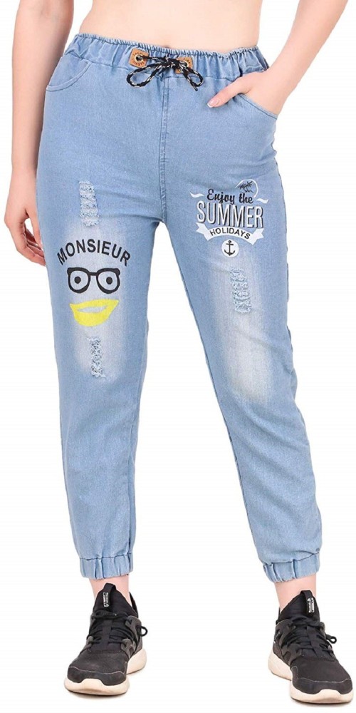 Fashion Trends Jogger Fit Women Light Blue Jeans  Buy Fashion Trends Jogger  Fit Women Light Blue Jeans Online at Best Prices in India  Flipkartcom