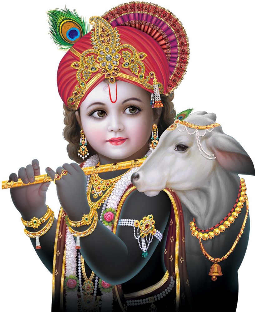 god & god's 50 cm Cow With Bansuri Wale Baal Krishna Modern Art ...