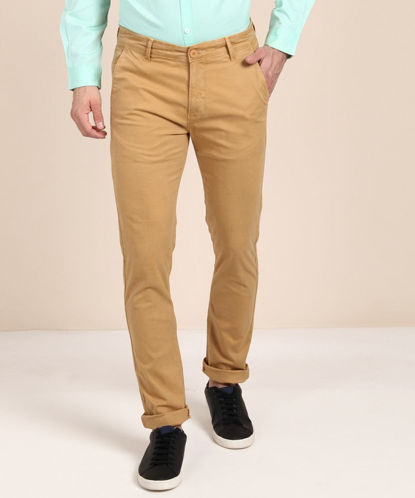 Spykar Slim Fit Men Khaki Trousers 
