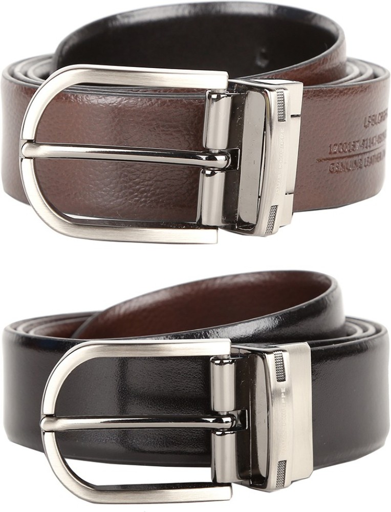 LOUIS PHILIPPE Men Formal Black Genuine Leather Belt Black - Price