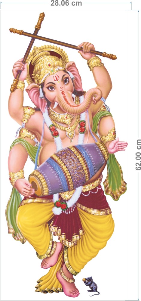 JaipurCrafts Golden Ganesha Dancing Ganesh Idol for Gift with Tealight  Holder and Wood Tray (17 cm)