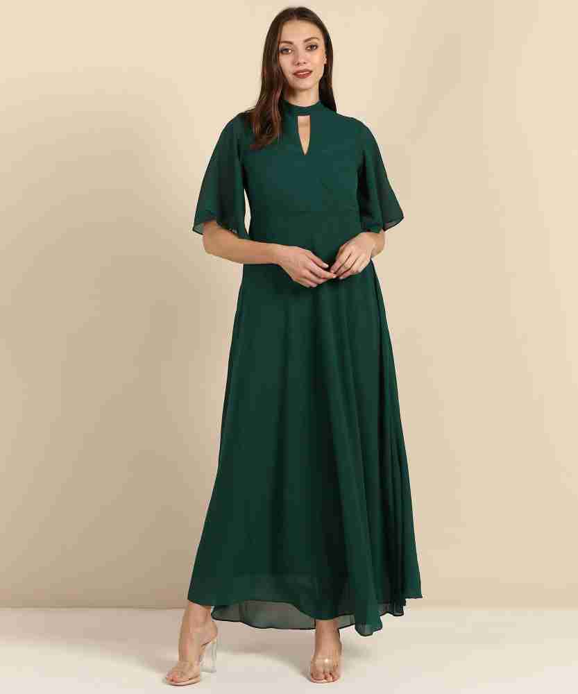 AND Women Maxi Dark Green Dress - Buy AND Women Maxi Dark Green ...