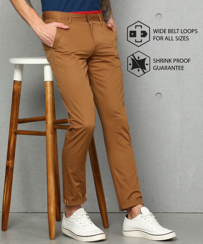 Brown Casual Trouser for Men  Solid  Cotton Stretch Slim Fit  JadeBlue   JadeBlue Lifestyle