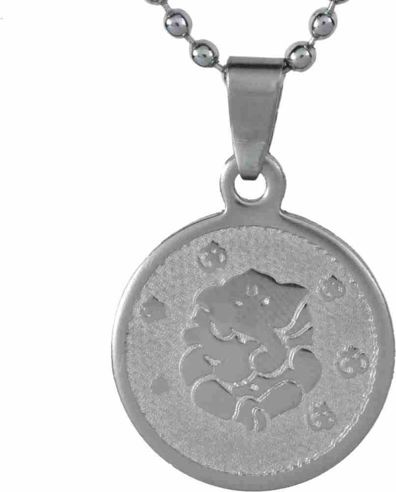 silver chain with God plated silver coin pendant