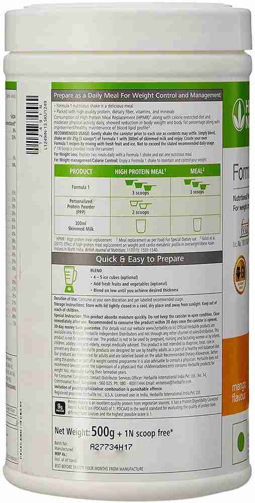 HERBALIFE Formula 1 Shake for Weight Loss Kulfi Flavour ...