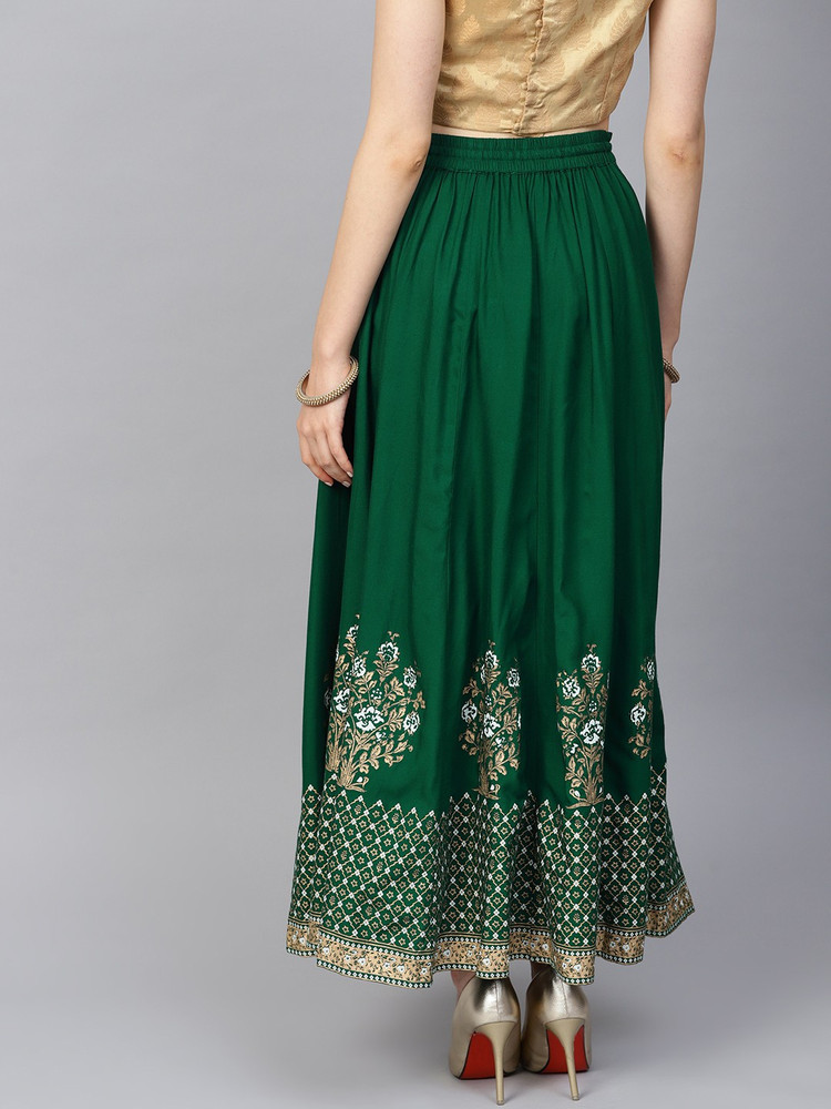 Buy Jaipur Kurti Mehendi Green Printed A-Line Skirt for Women Online @ Tata  CLiQ