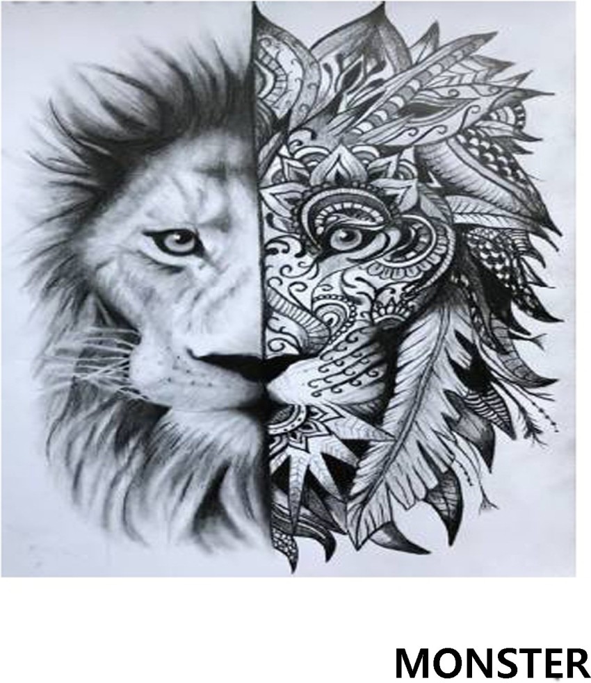 muziwenju SJLS Black Compass Lion Temporary Tattoos India  Ubuy