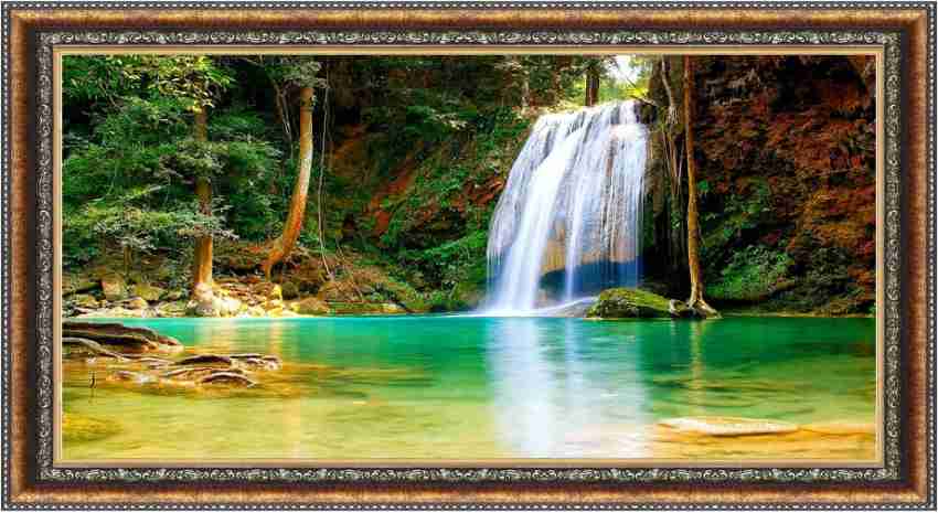 CATALOGWALA Nature Of Waterfall In Forest Landscape Wall Art